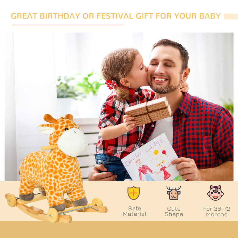 BreeBe Kids Plush Giraffe Rocker with Pedals and Handle image number 3