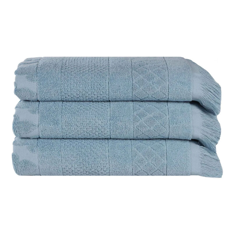 Absorbent Cotton Bath Towel Set of 3 with Geometric Jacquard Design image number 0