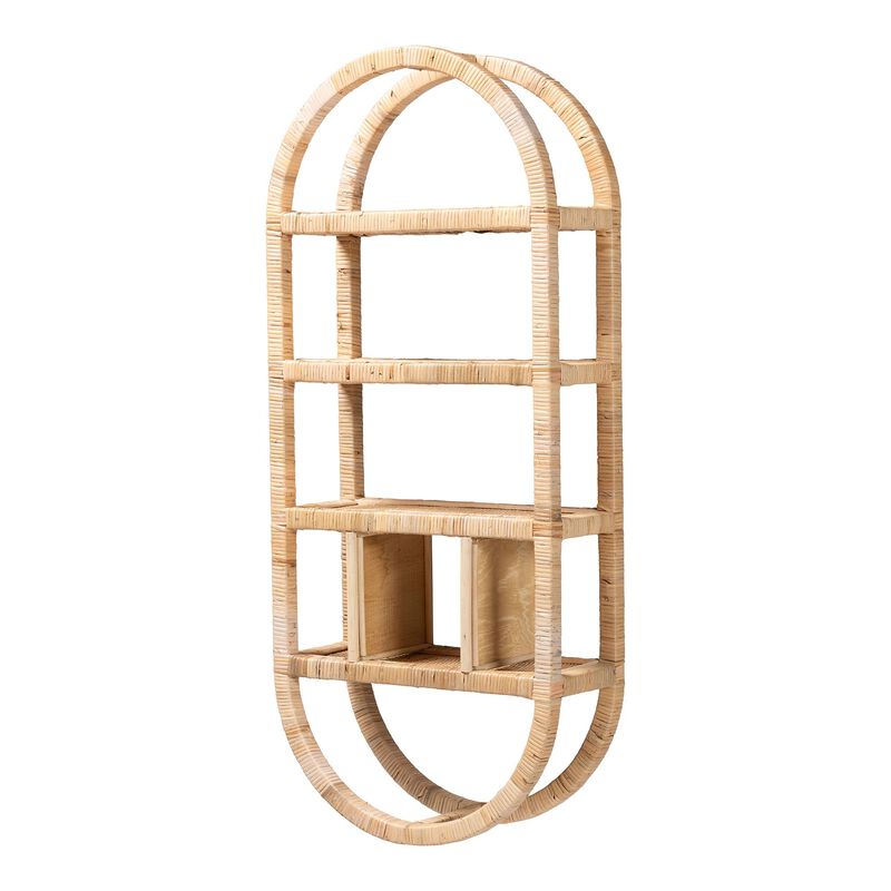 bali & pari Labonita Natural Rattan Wall Shelf  &ndash; 3-Tier Wall-Mounted Display Unit with Arching Frame for Entryway, Living Room, or Bathroom image number 0