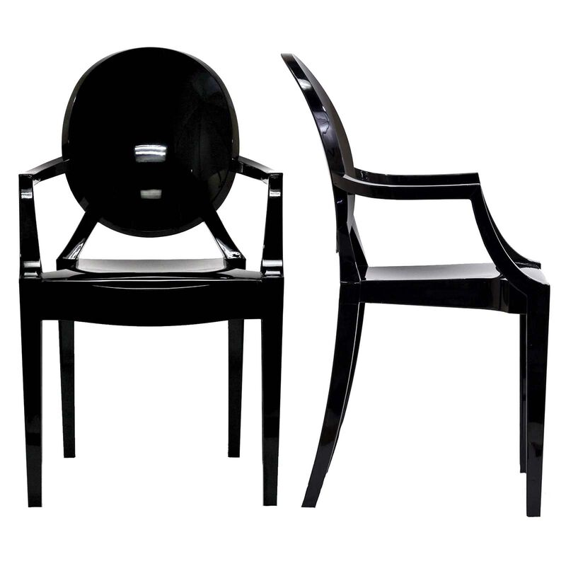 Modway Casper Modern Acrylic Stacking Two Dining Armchairs in Black image number 0