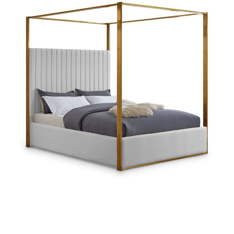 Meridian Furniture Jones White Vegan Leather Queen Bed