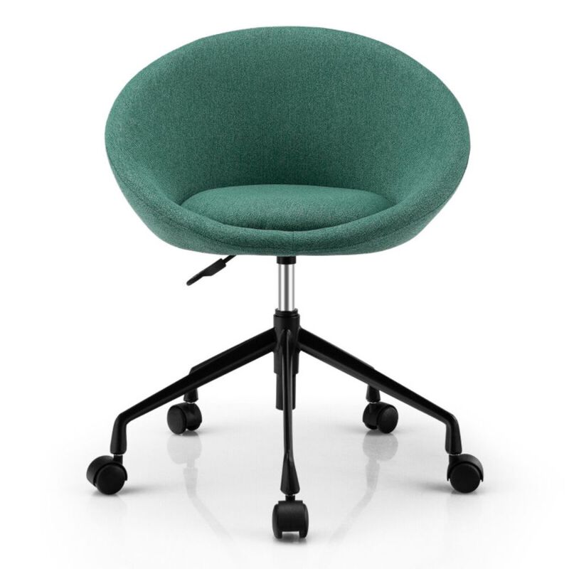 Hivago Adjustable Swivel Accent Chair Vanity Chair with Round Back-Green