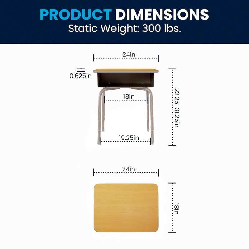 Flash Furniture Student Desk - Open Book Box for Elementary - High School Grade Students image number 7