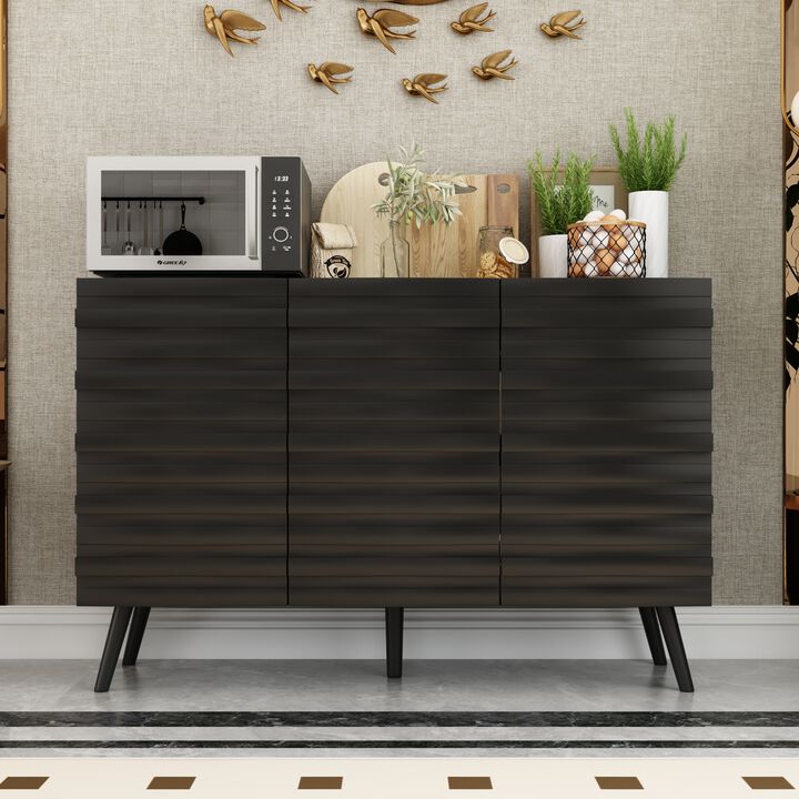 FUFU&GAGA Modern Storage Cabinet with 2 Adjustable Shelves, Solid Wood Legs & Embossed Laminate Finish