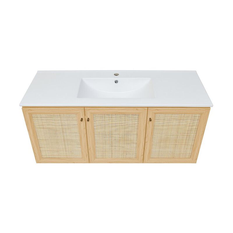 Classe 48" Wall-Mounted Bathroom Vanity in Natural Oak image number 6