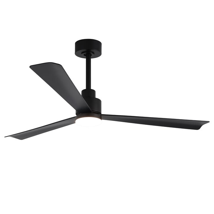 52 in. Matte Black Reversible 6-Speed Ceiling Fan with Light and Remote