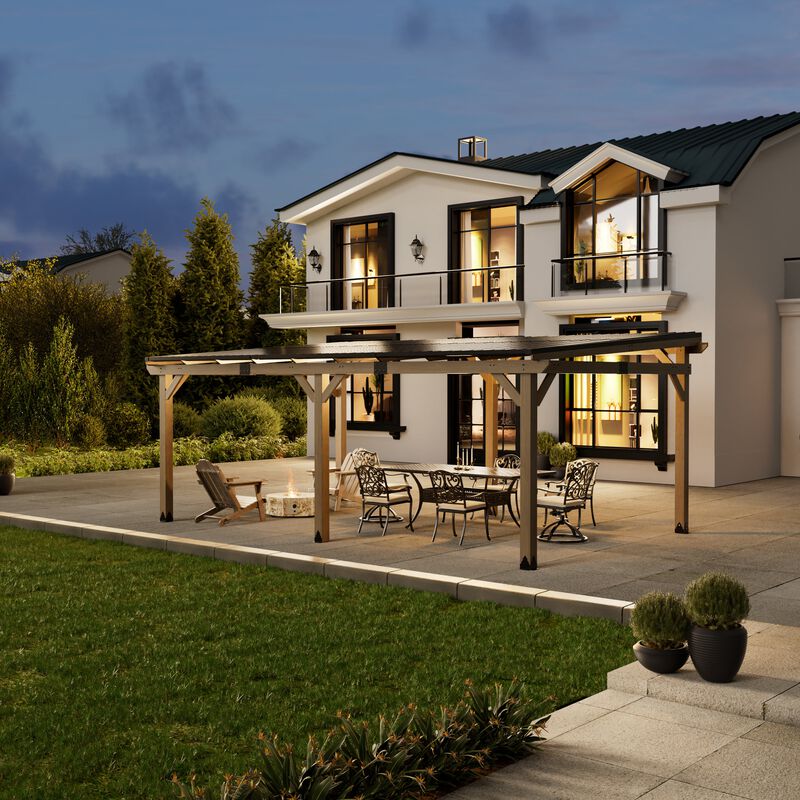 Mondawe 12 ft. x 20 ft. Outdoor Cedar Wooden Hardtop Gazebo with Pitched Galvanized Steel Roof