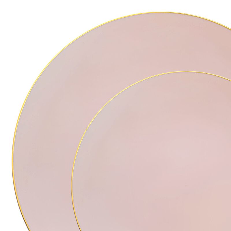 Pink with Gold Organic Round Plastic Dinnerware Value Set (40 Sets) image number 9