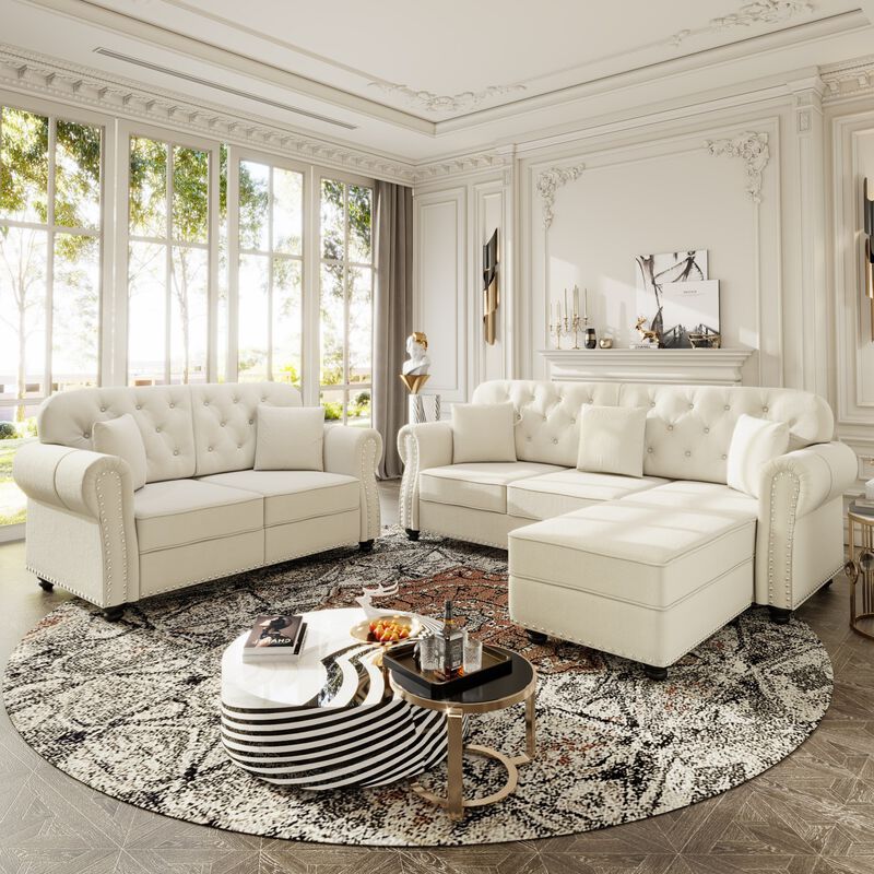 Takcaf Chesterfield Sofa Set image number 2