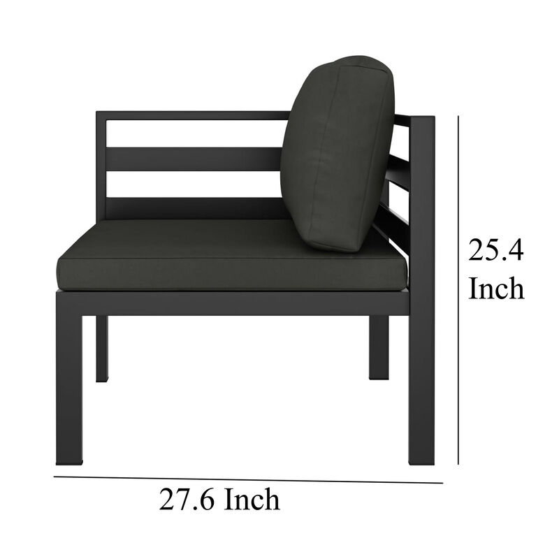 Shina 5pc Outdoor Modular Sofa Set with Table, Gray Metal, Polyester - Benzara