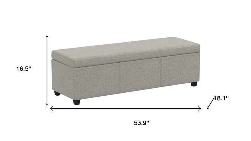HomeRoots 54" Fawn and Dark Brown Faux Linen and Solid Wood Upholstered Storage Bench With Flip Top image number 6