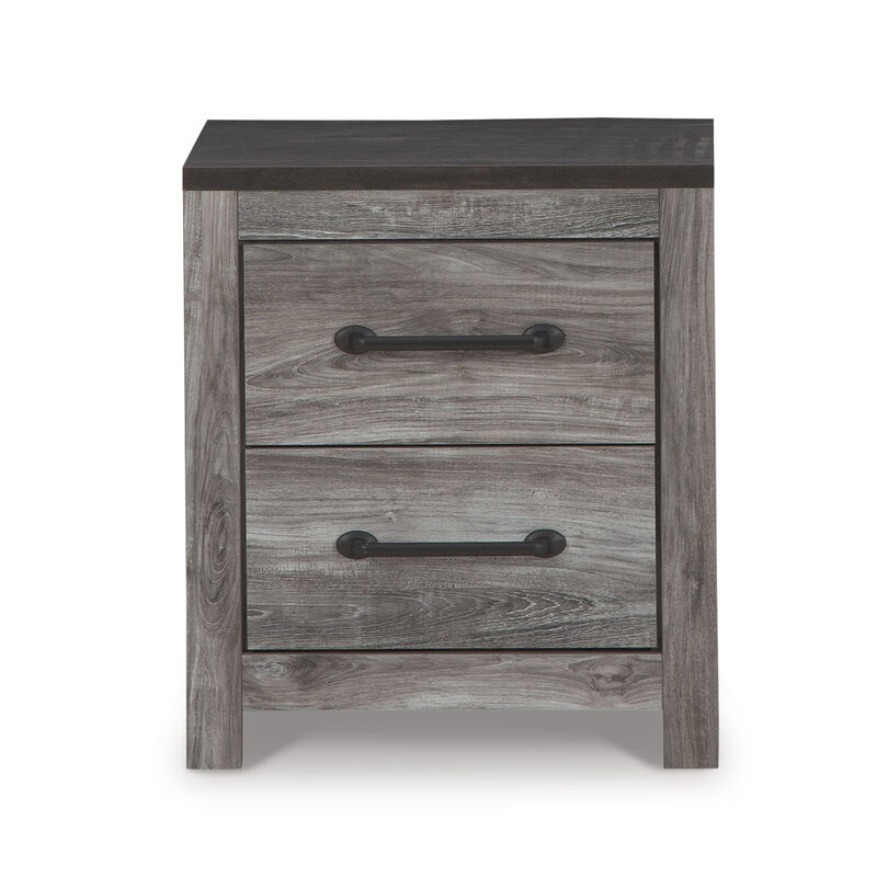 Bono Nightstand, 2 Storage Drawers, 25 Inch, Wood Grain Gray Finish