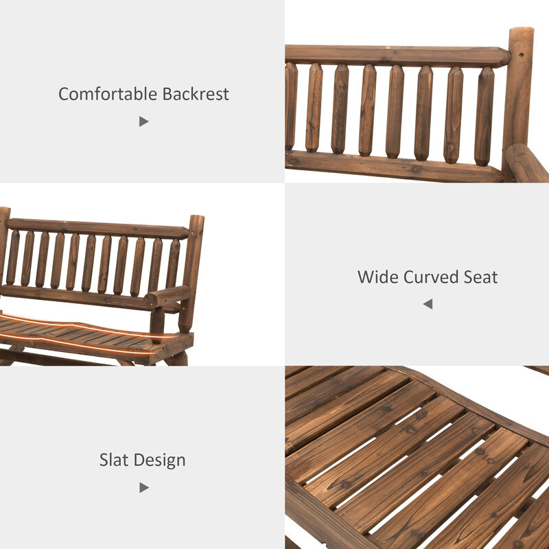 Hivvago Wooden 2-Person Rocking Chair with Wide Seats image number 4