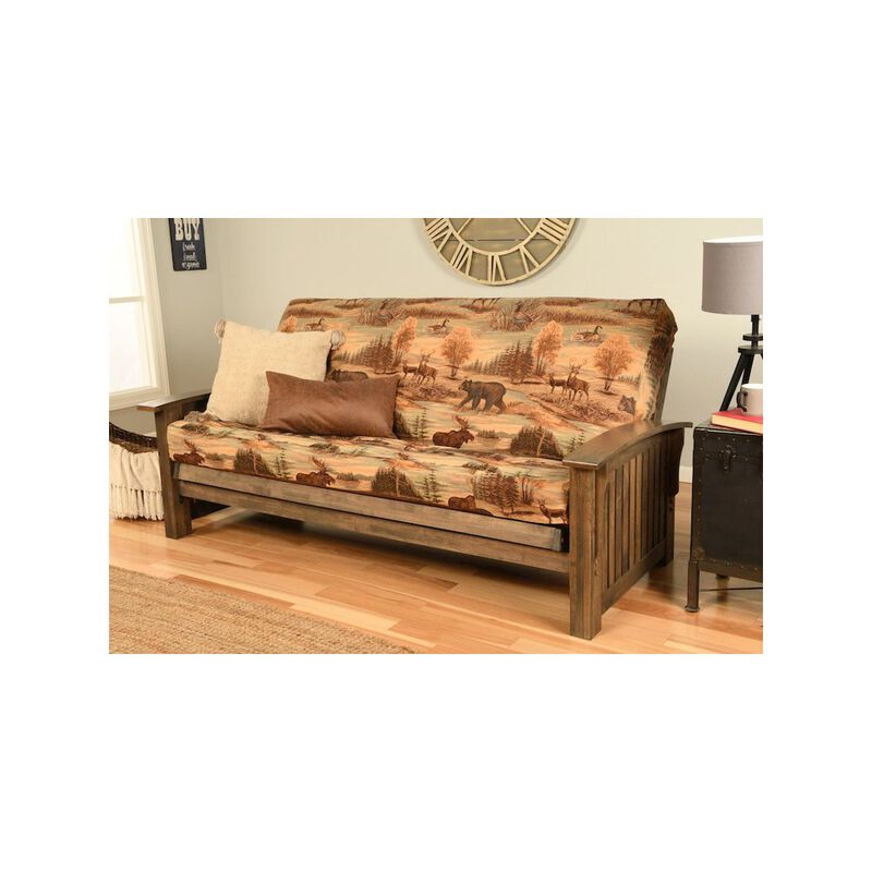 Washington Frame-Rustic Walnut Finish-Canadian Mattress Futon Sofa Bed