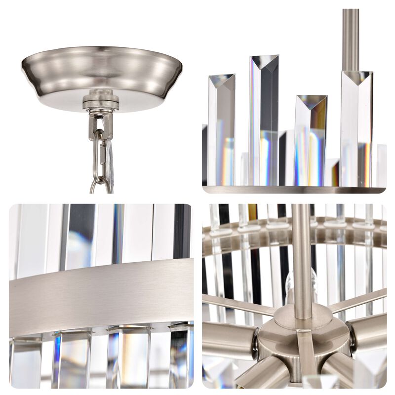 Candela Satin Nickel Finish 5-light Drum Crystal Glass Chandelier image number 3