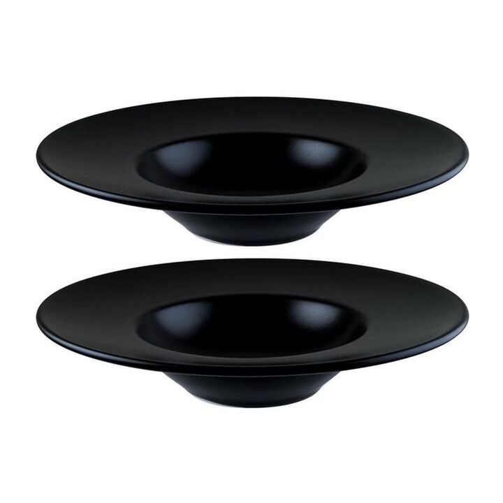 Notte dia.11" h:2.5" 14 oz. Round Black Vitrified Bowl (Set of 2)