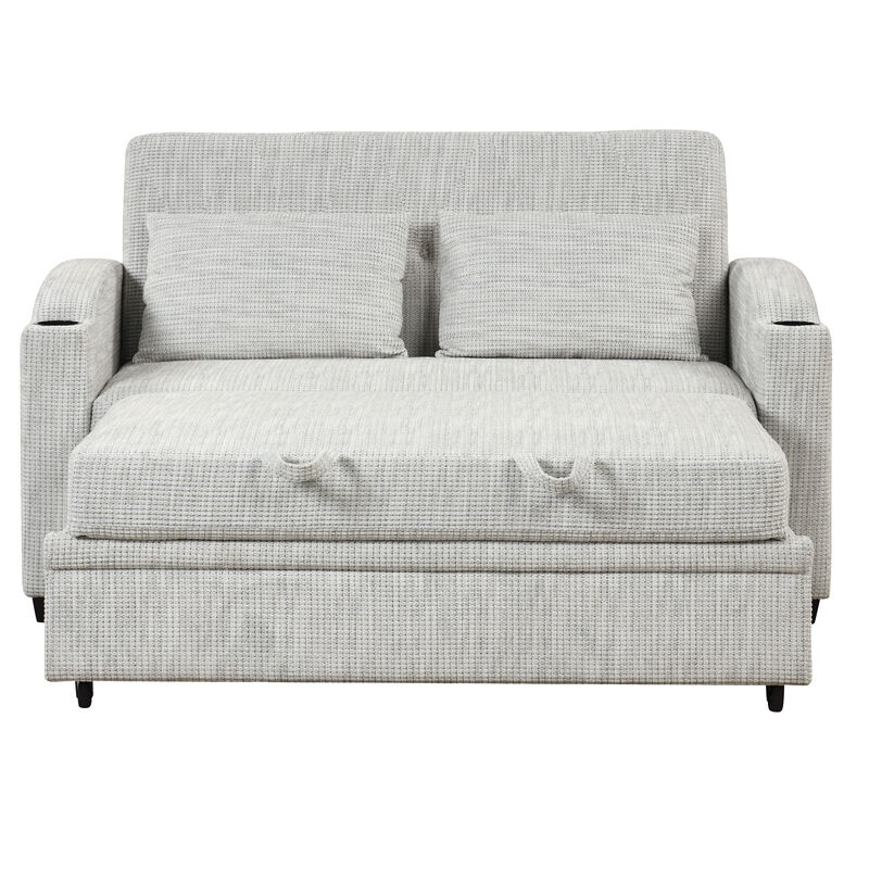Merax Modern Chenille Convertible Loveseat Sofa image number 0