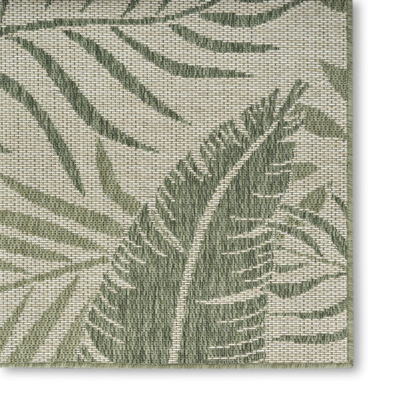 HomeRoots 6' X 9' Ivory And Green Palm Leaf Indoor Outdoor Area Rug image number 2
