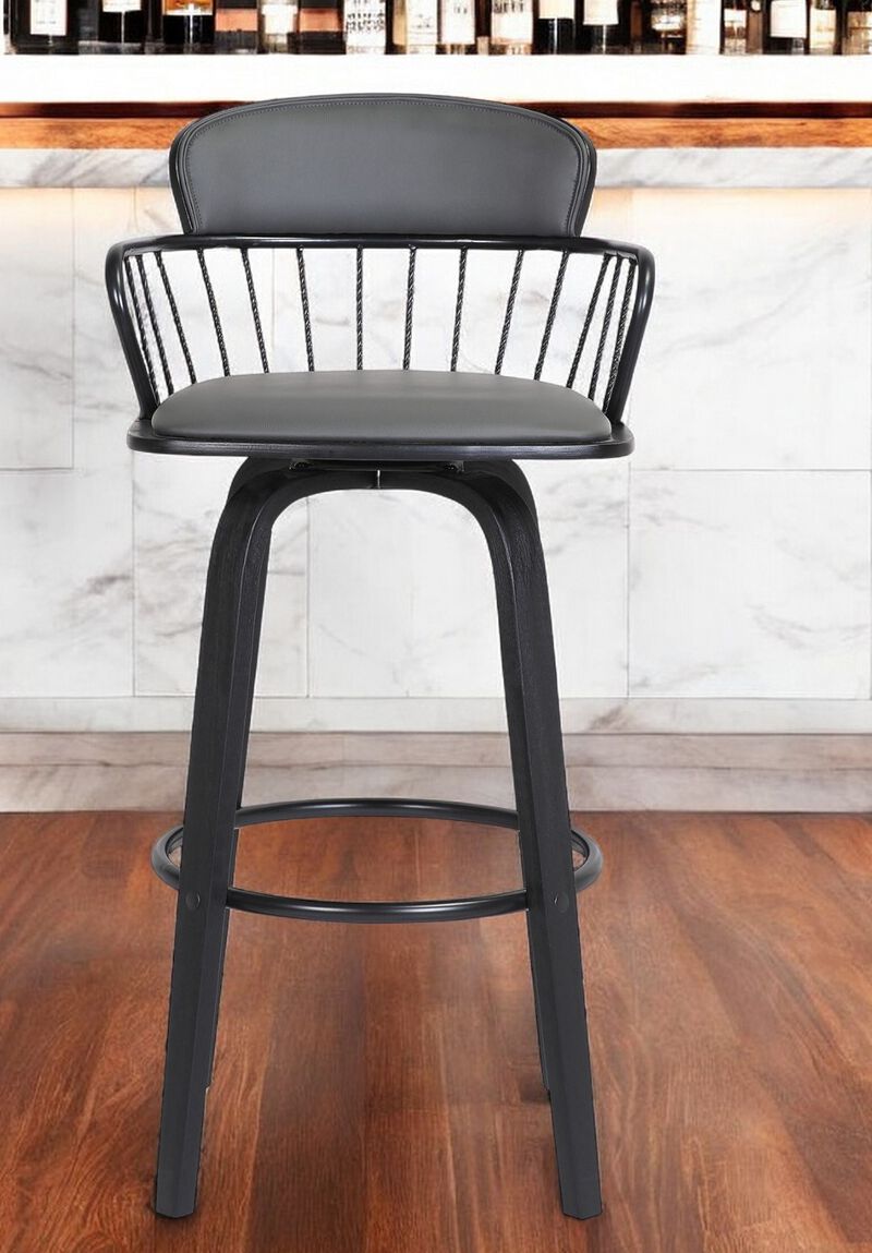 HomeRoots 30" Faux Leather Bar Stool with Square Seat and Wood Base image number 1