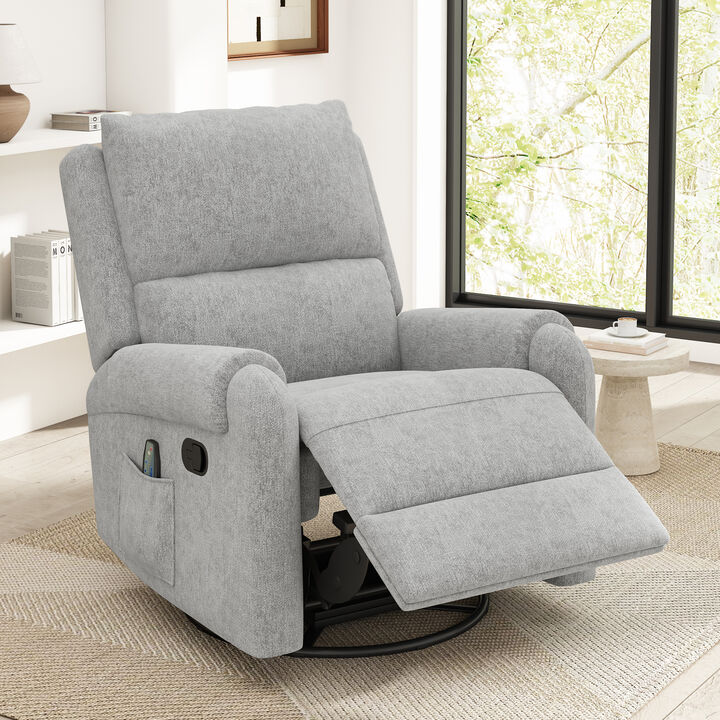 Merax Manual Swivel Rocker Massage Recliner Chair with Chenille Upholstery