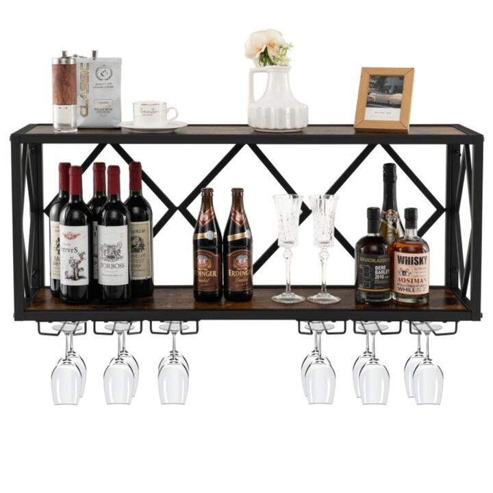 Hivvago Wall Mounted Wine Rack for 39 Bottles and 12 Glasses