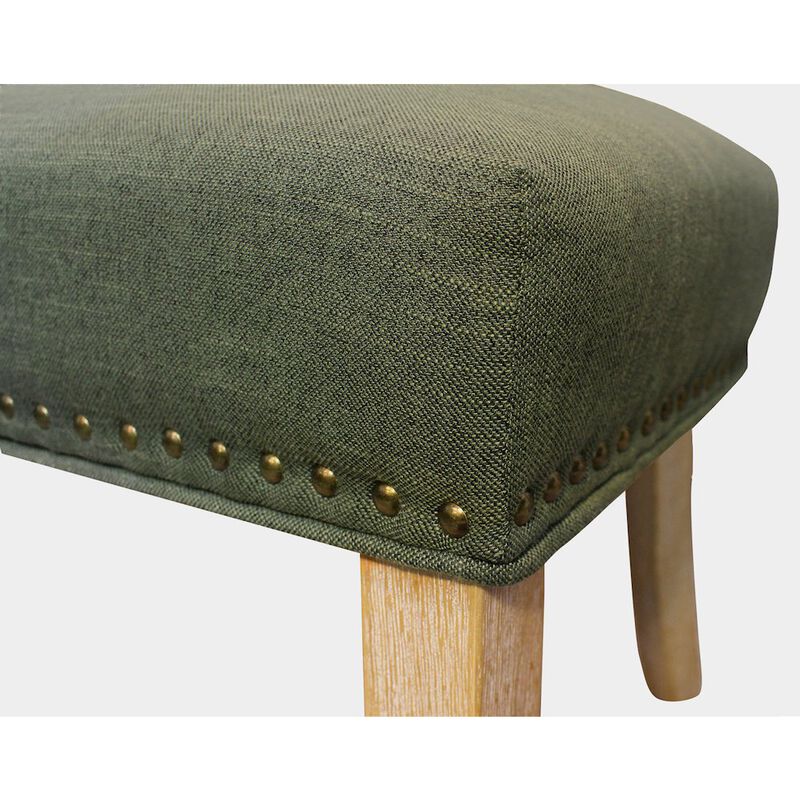 9-Piece Dining Set 8 Jill Dining Chairs in Green Fabric Natural Legs