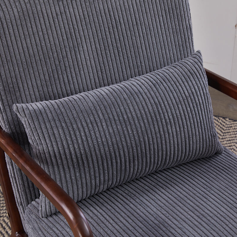 Mid-Century Modern Accent Chair with Pillow, Upholstered Lounge Chair with Solid Wood Frame and Armrests for Living Room Bedroom Reading Nook image number 4