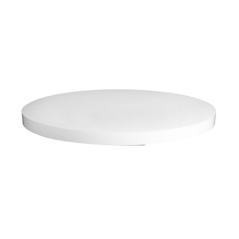 John Dining Table, 53 Inch Round Top, Modern Cone Base, White, Steel - Benzara