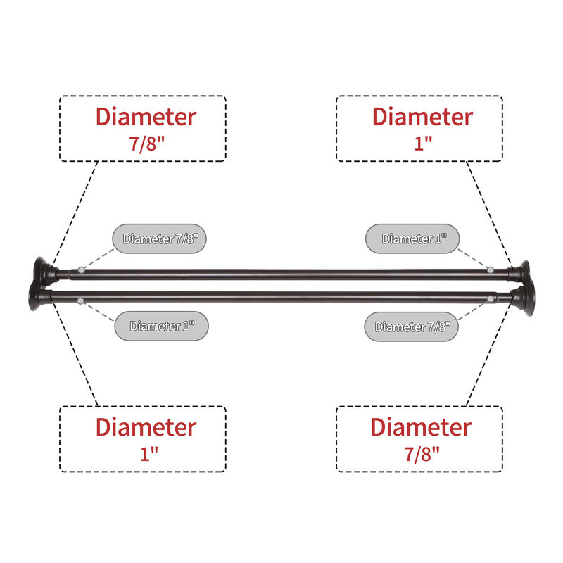 Utopia Alley 45-72 Inch Double Tension No-Drill Shower Rod Set - Rustproof Aluminum Straight Rod with 24 Metal Hooks & 71&times;71 Inch Clear PEVA Liner image number 5