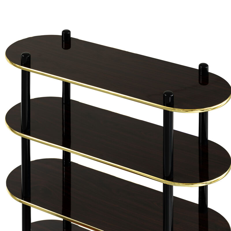 5 Tier Open Bookshelf, Contemporary Classic Modern Style Free Standing Wood Display Rack Unit for Collections, 59" Height Etagere Bookcase, Brown