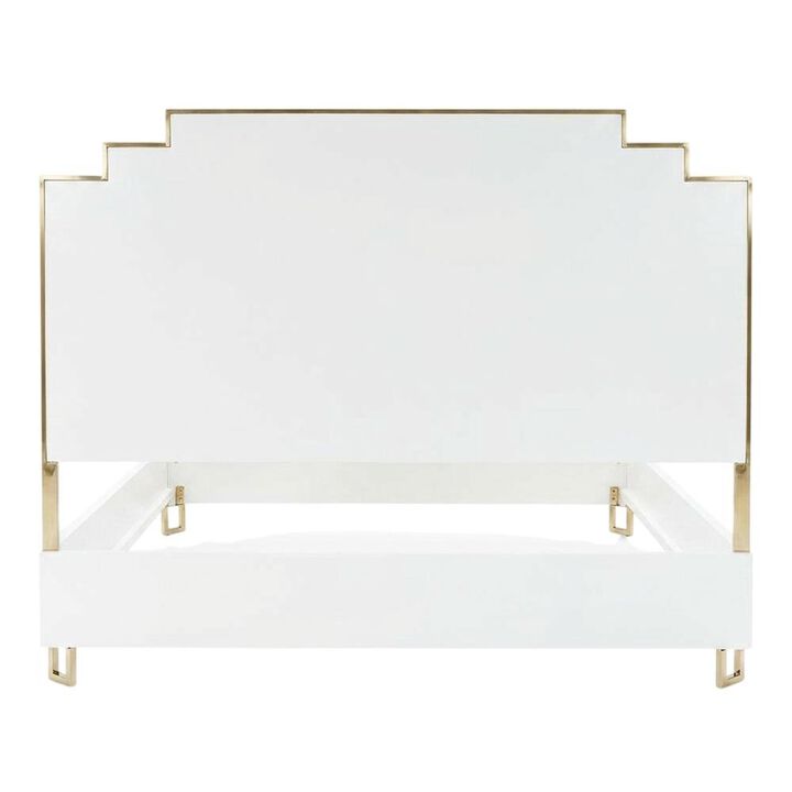 Starlight Canyon Home Upholstered Eastern King Bed in Cream with Polyester Fabric and Woven Finish