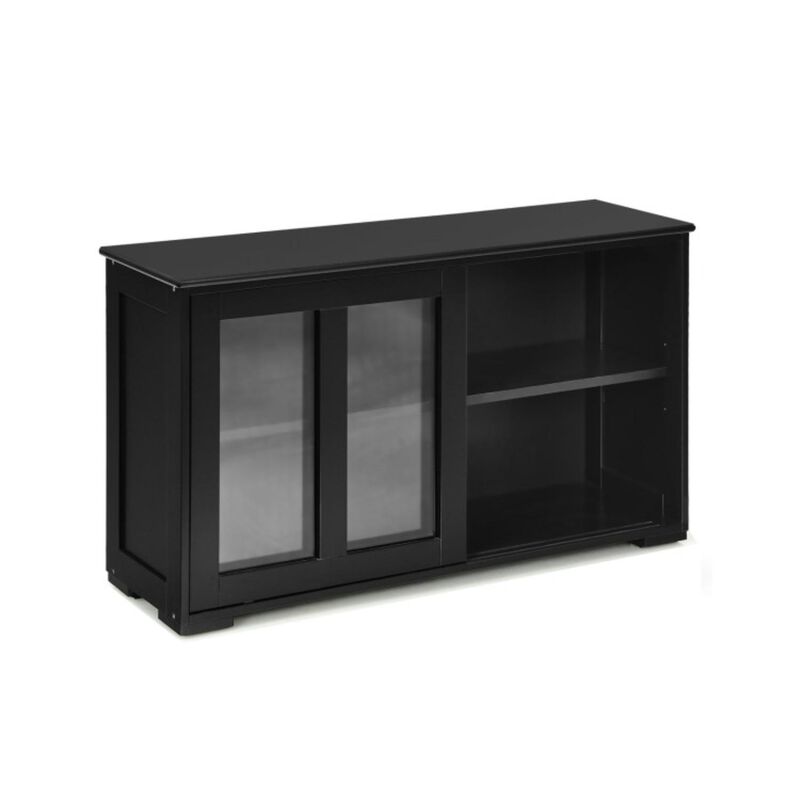 Hivvago Kitchen Storage Cabinet with Glass Sliding Door