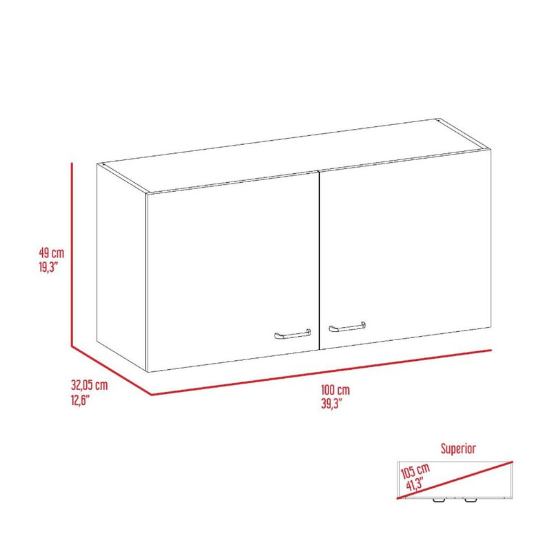 Streamdale Napoles Wall Cabinet, Two Shelves, Double Door - White Light Gray image number 7
