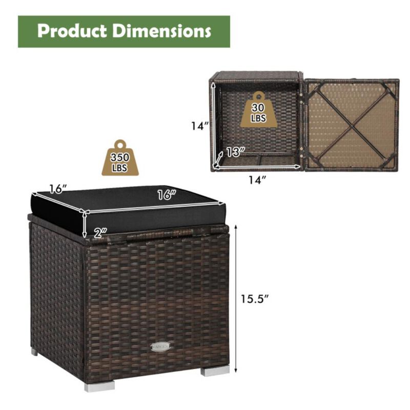 Hivvago 2 Pieces Patio Ottoman with Hidden Storage Space