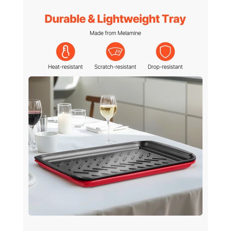 2-Pack Plastic Serving Trays with Handles, Anti-Slip Prep and Serve Trays for BBQ & Kitchen image number 5