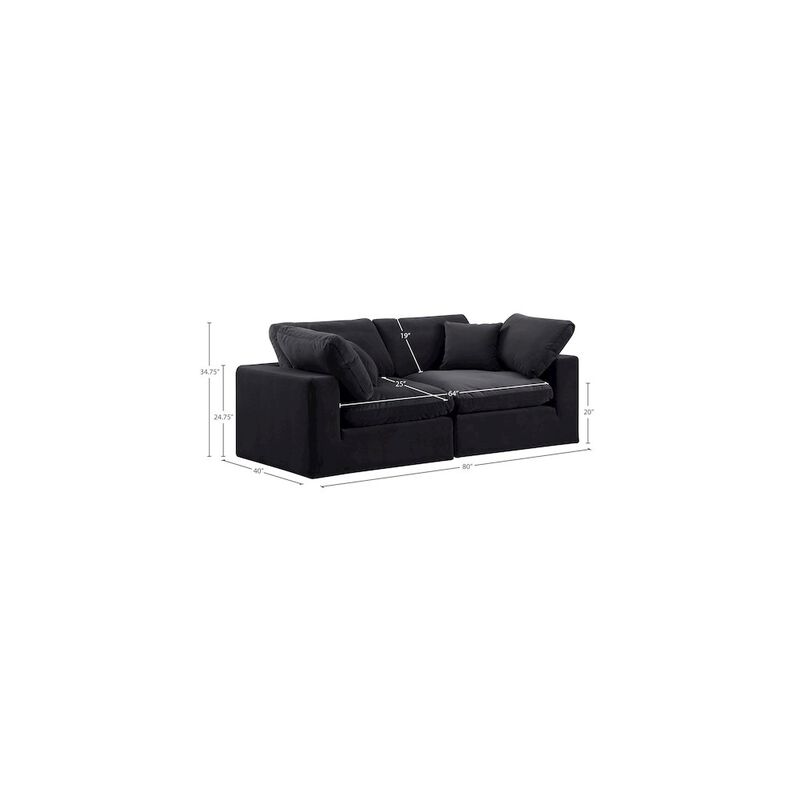 Meridian Furniture Comfy Black Velvet Modular Sofa