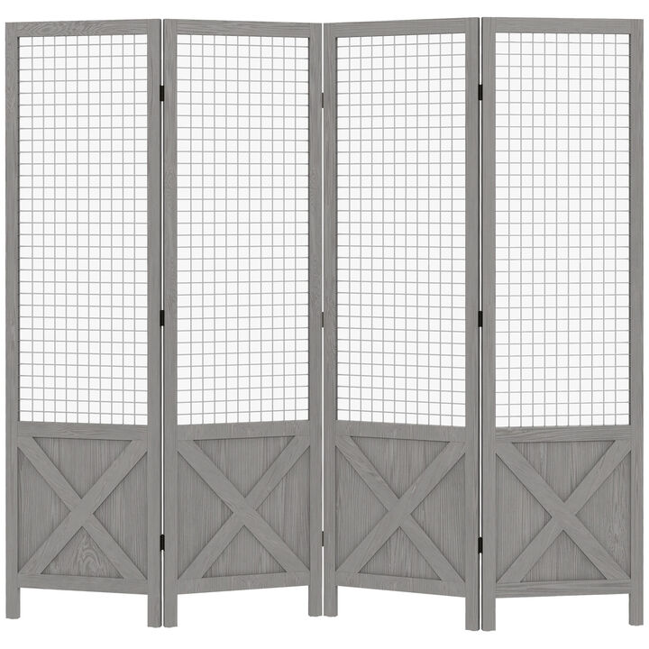 4.7' 4 Panel Room Divider, Indoor Privacy Screens for Home, Gray
