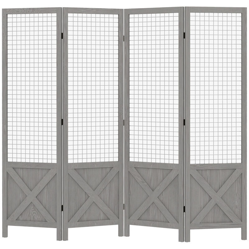 4.7' 4 Panel Room Divider, Indoor Privacy Screens for Home, Gray