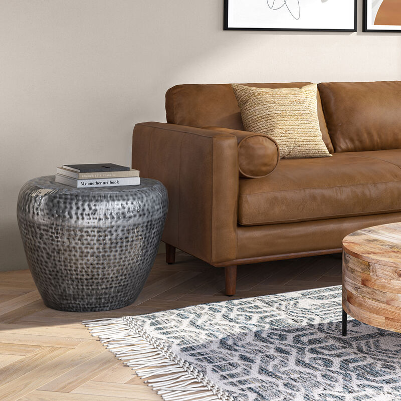 Preston Modern Industrial 22 inch Wide Metal Side Table, Fully Assembled