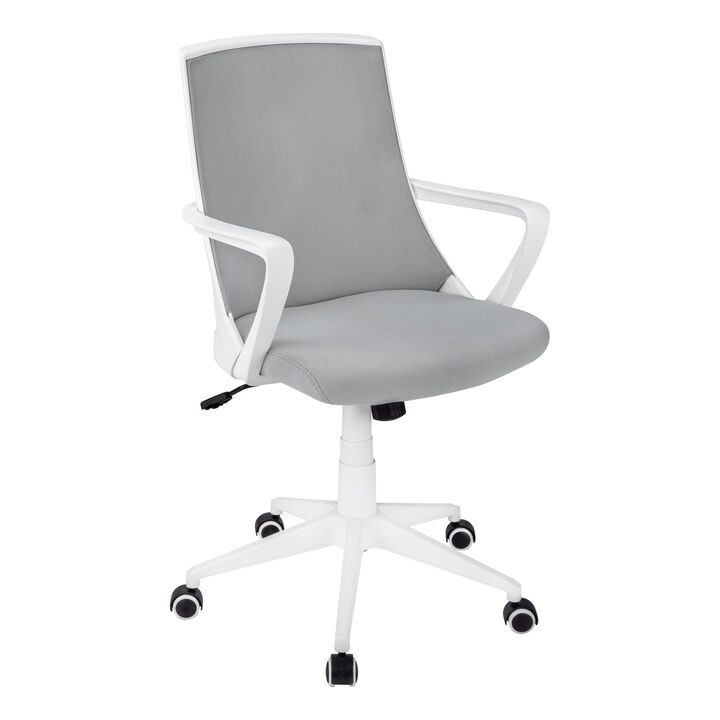 Monarch Specialties I 7294 Office Chair, Adjustable Height, Swivel, Ergonomic, Armrests, Computer Desk, Work, Metal, Mesh, White, Grey, Contemporary, Modern