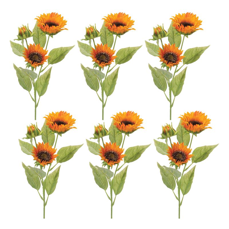 Set of 6 Fall Sunflower Sprays for Autumn Floral Arrangements or Centerpieces