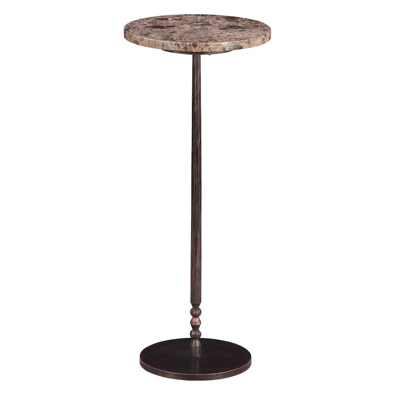 World Interiors Rochester 10" Side Table in Dark Emperador Marble with Casted Base image number 0