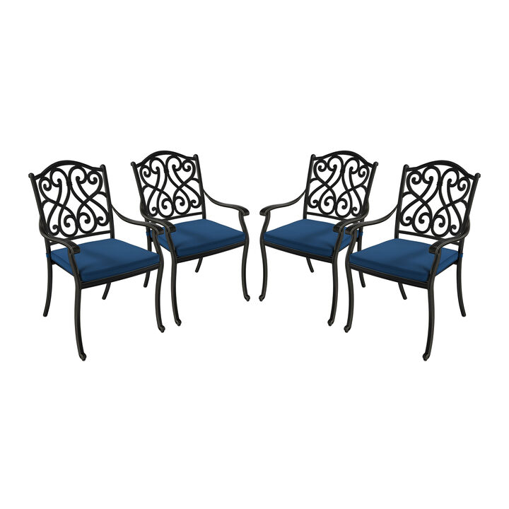 Mondawe 4 Piece Cast Aluminum Outdoor Dining Chairs with Cushion