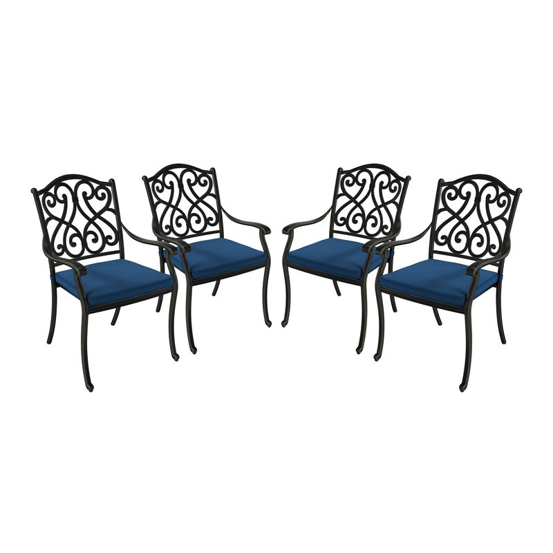 Mondawe 4 Piece Cast Aluminum Outdoor Dining Chairs with Cushion