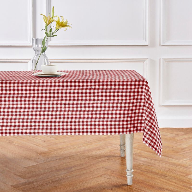 Solino Home Gingham Check 100% Linen Tablecloth &ndash; Handcrafted, Machine Washable, Perfect for Holiday and Everyday Dining