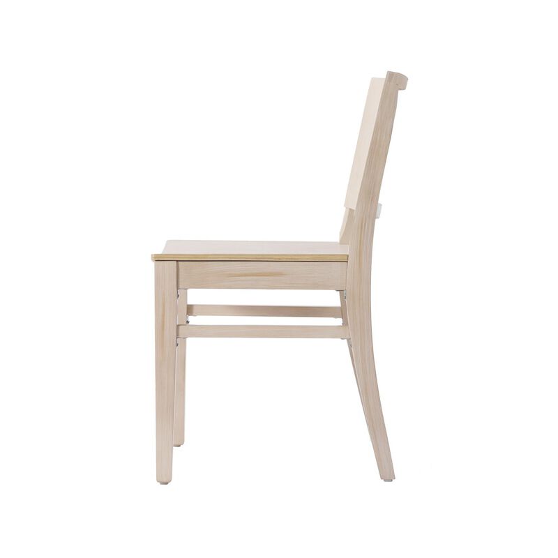 Flash Furniture 2 Pack Naples Solid Wood Dining Chairs, Curved Backrests, Antique White Finish image number 5