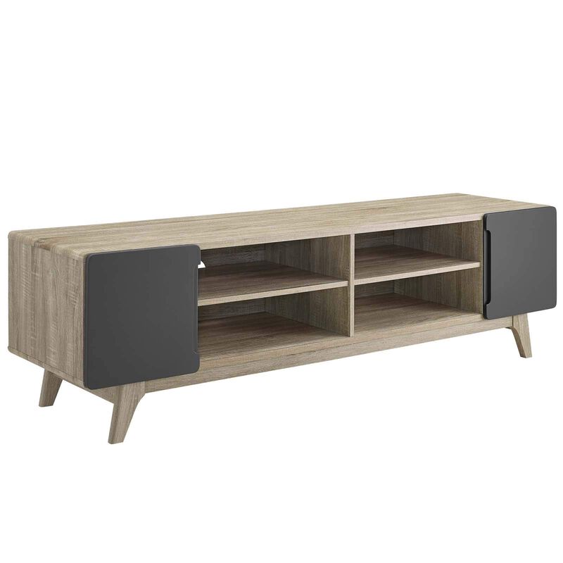 Modway Tread 70" Mid-Century Modern Media Console Entertainment TV Stand in Natural Gray image number 0