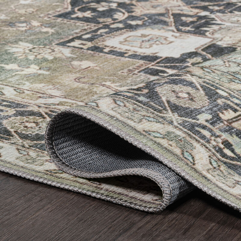 Maris Ornate Medallion Machine-Washable Area Rug