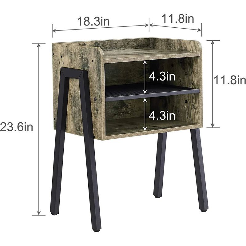 Industrial Style Wood and Metal Side Tables – Nightstands for Bedroom