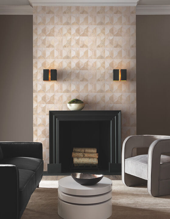 Burlwood Ogee White Wallpaper